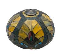 BOTOWI 16-Inch Baroque Glass Shade Replacement, Only Tiffany Style Stained Glass Lampshades, Retro Pastoral Mahogany Elegant Lantern Shade for Table Lamp Floor Lamp Hanging Lamp,Yellow