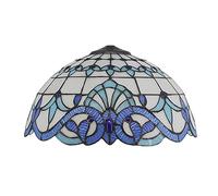BOTOWI 16-Inch Baroque Lamp Shade Replacement Only, Tiffany Style Stained Glass Lampshade, White & Blue Lampshades Accessories Fit for Table lamp Pendant Lights Floor Lamps