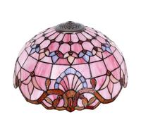 BOTOWI 16-Inch Pink Baroque Shade Replacement Only Tiffany Style Stained Glass Lampshades, Retro Lantern Shade Suitable for Table Lamp Floor Lamp Hanging Lamp