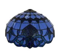 BOTOWI 16 inch Tiffany Lamp Shade, Baroque Style Handcrafted Stained Glass Lampshades, Vintage White Blue Yellow Pink Light Cover Replacement Only for Table Lamp Floor Lamp Pendant Light,Blue