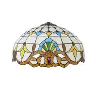 BOTOWI 16 inch Tiffany Lamp Shade, Baroque Style Handcrafted Stained Glass Lampshades, Vintage White Blue Yellow Pink Light Cover Replacement Only for Table Lamp Floor Lamp Pendant Light,Yellow
