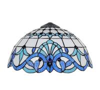 BOTOWI 16 Inch Tiffany Stained Glass Lamp Shade Replacement White & Blue Baroque Style Lampshade Only with Cap Fit for Table Lamp Pendant Light Floor Lamp Ceiling Fixture