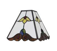 BOTOWI 6 Inch Wide Tiffany Lamp Shade Accessories Replacement Only Stained Glass Square Lampshades Vintage Pink Flower Baroque Light Cover for Table Lamp Pendant Light Desk Light,Baroque
