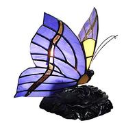BOTOWI Butterfly Bedside Table Lamp Night Light,Tiffany Style Stained Glass Butterfly Desk Lamp,Antique Rose Resin Base Lamp,Birthday Gifts for Girl Bedroom E14,110-240V,10 * 16CM