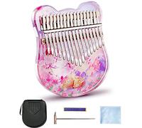 BOTOWI Crystal Thumb Piano Kalimba 21 Key, 17 Key Crystal Kalimba Musical Gift Transparent Acrylic C Tone with EVA Bag, Stickers, Tuning Hammer, Cleaning Cloth,Purple 17keys