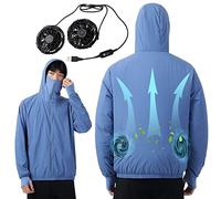 BOTOWI Mens Cooling Jacket with Fan Heatstroke Prevention Air Conditioned Clothes Sun Protection Ice Cool Jacket for Hot Weather Work, Outdoor Activities,Blue,M