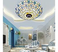BOTOWI Tiffany Ceiling Lights, Colourful Blue Stained Glass Ceiling Lamp, Tiffany Flush Mount Ceiling Light for Bedroom Dining Living Room Entryway Foyer Restaurant Porch Kitchen Bar,Lilac,21in