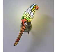 BOTOWI Tiffany Parrot Wall Sconce Lamp, LED Yellow Blue Red Jewelries Stained Glass Lampshade Mirror Front Light Fixture Bedroom Beside Wall Light for Living Room Kitchen Restaurant,B
