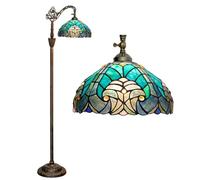 BOTOWI Tiffany Style Floor Lamp Stained Glass Baroque Arched Lamp 12X18X63 Inches Gooseneck Adjustable Corner Standing Reading Light Decor Bedroom Living Room,Green