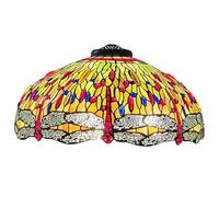 BOTOWI Tiffany Style Stained Glass Lampshade Replacement, Elegant Dragonfly Design, 20 inch Wide 10 inch High Lamp Shade Only for Table Lamps Pendant Lamps Floor Lamp