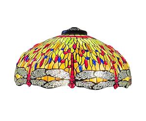 BOTOWI Tiffany Style Stained Glass Lampshade Replacement, Elegant Dragonfly Design, 20 inch Wide 10 inch High Lamp Shade Only for Table Lamps Pendant Lamps Floor Lamp