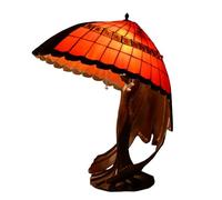 BOTOWI Tiffany Style Table Lamp Stained Glass Lamp Shade Ancient Retro Goddess Large Reading Desk Light L21X W16X H24 Inch for Bedroom Living Room Study,Red