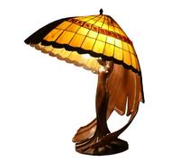 BOTOWI Tiffany Style Table Lamp Stained Glass Lamp Shade Ancient Retro Goddess Large Reading Desk Light L21X W16X H24 Inch for Bedroom Living Room Study,Yellow