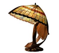BOTOWI Tiffany Style Table Lamp Stained Glass Lamp Shade Ancient Retro Goddess Large Reading Desk Light L21X W16X H24 Inch for Bedroom Living Room Study,Blue