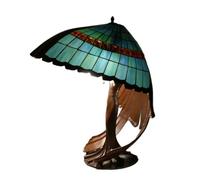 BOTOWI Tiffany Style Table Lamp Stained Glass Lamp Shade Ancient Retro Goddess Large Reading Desk Light L21X W16X H24 Inch for Bedroom Living Room Study,Green