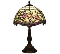 BOTOWI Tulip Flower Lamp Tiffany Stained Glass Table Lamp Night Light, 12" Wide Blue Purple/Warm Yellow Lampshade Metal Base for Bedside Bedroom Living Room, 19" Tall Reading Desk Light Office,C