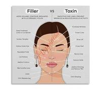 Botox vs Dermal Filler Comparison Chart Poster Cosmetic Injection Reference for Clinic Decor Canvas Wall Art(Framed,16x24inch(40x60cm))