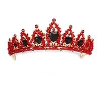 Botrinal Queen of Hearts Crown, Red Rhinestone Crystal Wedding Crown, Descendants 4 Rise of Red Cosplay Costume