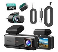 BOTSLAB 4K Dash Cam Front and Rear with Hardwire Kit and CPL Filter, Night Vision, 360° Rotatable Rear Camera, 2.45” IPS Screen, 170° Wide Angle, Built-in GPS and WiFi, 24/7 Parking Mode, 64 GB Card