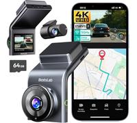 BOTSLAB 4K Dual Dash Cam Front and Rear, STARVIS 2 Sensor, Built in GPS, Voice Control, 24/7 Parking Mode, 5GHz WiFi Dash Camera for Cars, WDR Night Vision, 64GB Card Included
