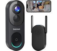 BOTSLAB 5MP Video Doorbell Camera Wireless No Monthly Fee with 32GB SD Card | UHD 1:1 Head-to-Toe with 360° View, Night Vision, 150-Day Battery Life, Triple Motion Detection, 2-Way Audio, Chime Included