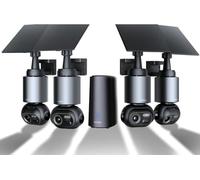 BOTSLAB 8MP Security Camera Outdoor Wireless 4 Cam-Kit, No Subscription, 4K 360° PTZ Solar Camera with WiFi Homebase, AI Recognition, Night Vision, 32GB Local Storage