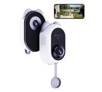 BOTSLAB Dual Lens Window Camera, Stick On Safeview Indoor Camera for Home Security, with 4MP Colour Night Vision | 24/7 Recording | AI Detection | 2.4 & 5 GHz WiFi | No Monthly Fee, Cat-Shape for Gift