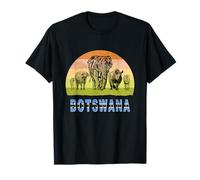 Botswana Big 5 Retro Sunset Safari T-Shirt