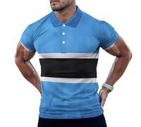 Botswana Flag Slim Men's Polos Short Sleeve Shirts Quick-Dry Golf T-Shirt Casual Tops S