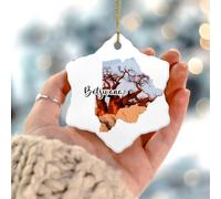 Botswana Ornament Keepsake Europe Buildings Colorful Cityscape Round Christmas Tree Ornament Ceramic Unique World Explorer' Landmark Building Christmas Bauble for Festive Holidays Home Decor