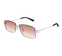 Bottega Veneta BV1126S 007 Man Sunglasses Metal Silver Red Squared