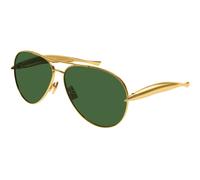 Bottega Veneta BV1305S 001 Unisex Sunglasses Metal Gold Green Pilot