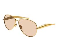 Bottega Veneta Unisex Bottega Veneta BV1305S 002 Sunglasses Metal Gold Brown Pilot