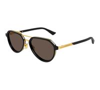 Bottega Veneta BV1373S 001 Unisex Sunglasses Acetate Black Brown Pilot
