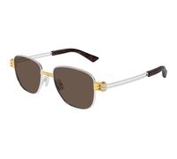 Bottega Veneta BV1380S 001 Unisex Sunglasses Metal Silver Brown Squared
