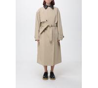 BOTTEGA VENETA Oversized Long Cotton Trench Coat with Leather Collar - Size: 44 - female