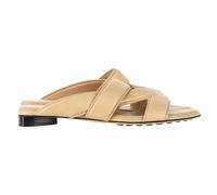 Bottega Veneta Preloved Vienna Crossover Strap Slide Sandals In Beige Leather Beige