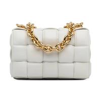 Bottega Veneta Preloved Woven Leather Padded Chain Satchel - White White One Size
