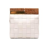 Bottega Veneta Preloved Woven Leather Top Handle Bag - White Clutches White One Size