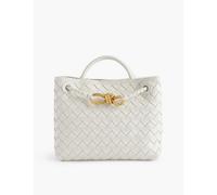 Bottega Veneta White-m Brass-white Andiamo Leather Top-handle Bag 20x25x10cm