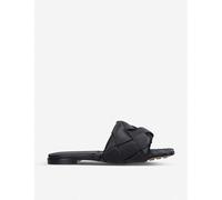 Bottega Veneta Womens Black Lido Intrecciato Flat Leather Sandals Eur 37 / 4 Uk Women