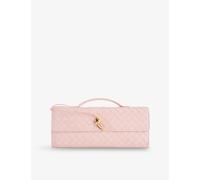 Bottega Veneta Womens Bottega Veneta Andiamo Leather Clutch Rose-Muse Brass