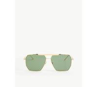 Bottega Veneta Womens Bottega Veneta Bv1012S 60 Aviator-Frame Metal Sunglasses Gold
