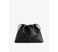 Bottega Veneta Womens Bottega Veneta Dust Bag Leather Shoulder Bag Black-Gold
