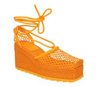 Bottega Veneta Womens Orange Stretch 90 Wedge Espadrilles - Size EU 40