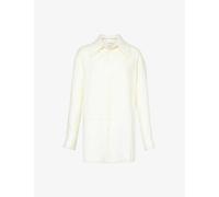 Bottega Veneta Womens Pastry Embellished-collar Relaxed-fit Linen Shirt 4