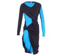 Bottega Veneta Women's Preloved Deconstructed Midi Dress in Blue & Purple Polyamide | Size: 42