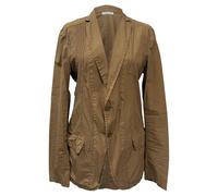 Bottega Veneta Women's Preloved Single-Breasted Detailed Stitch Blazer in Brown Cotton in Light Brown | Size: 46