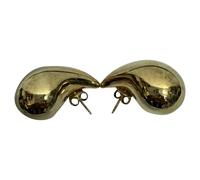 Bottega Veneta Women's Preloved Small Drop Earrings in Gold Metal in Metallic Gold