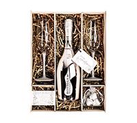 Bottega White Gold Sparkling Wine 75cl Gift Set Hamper With Matching Sparkling Silver Champagne Flutes and Gift Box - Engagement, Silver Wedding Gift for Wine Lovers (Sparkling Stems)